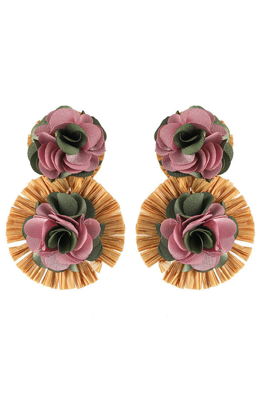 Resort Style Fabric Flower Earrings