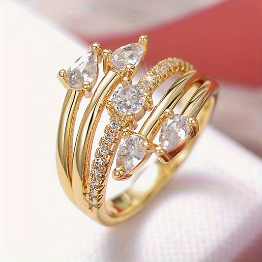 Sparkling Open Layered Ring