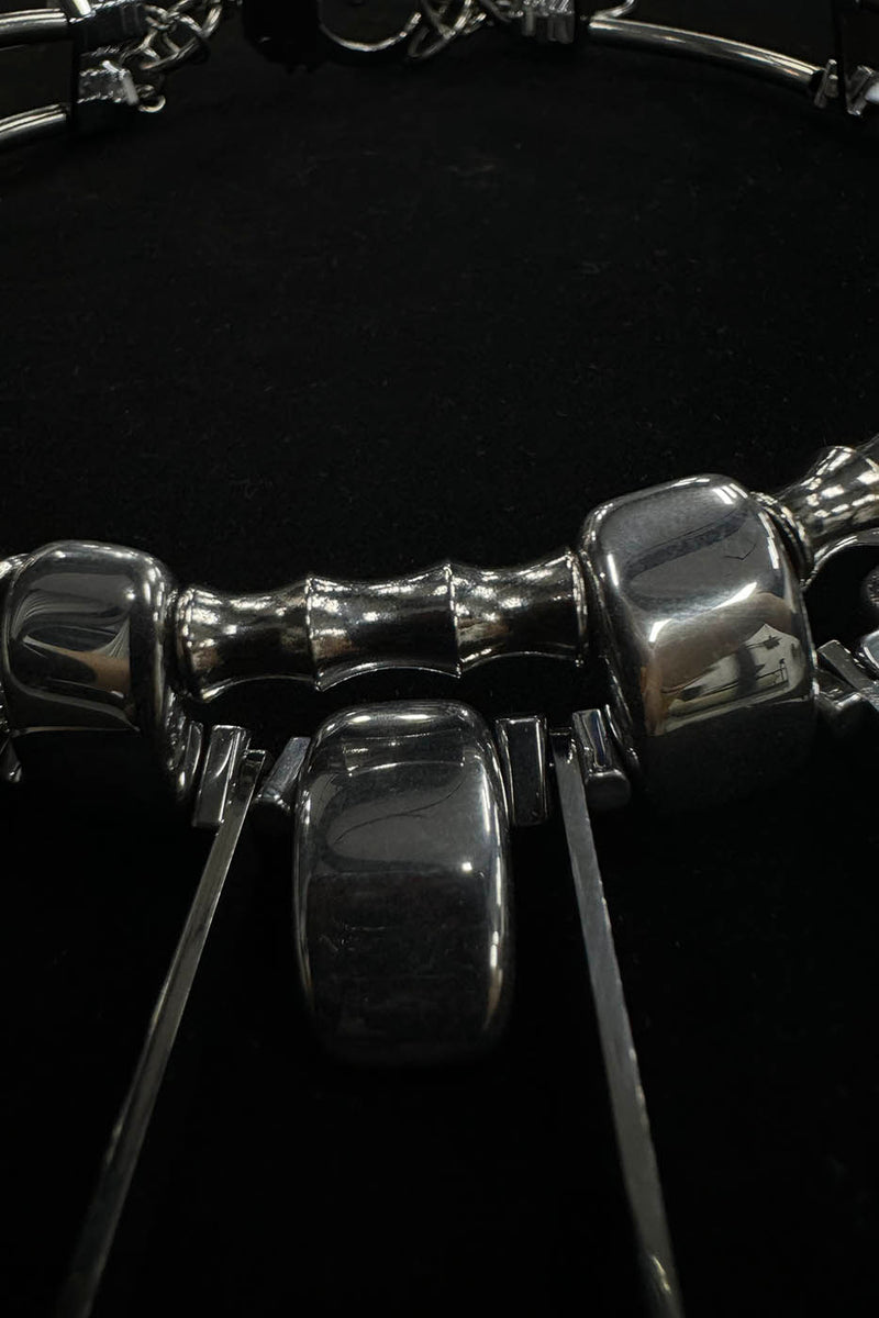 Double-strand Metallic Spike Choker Necklace