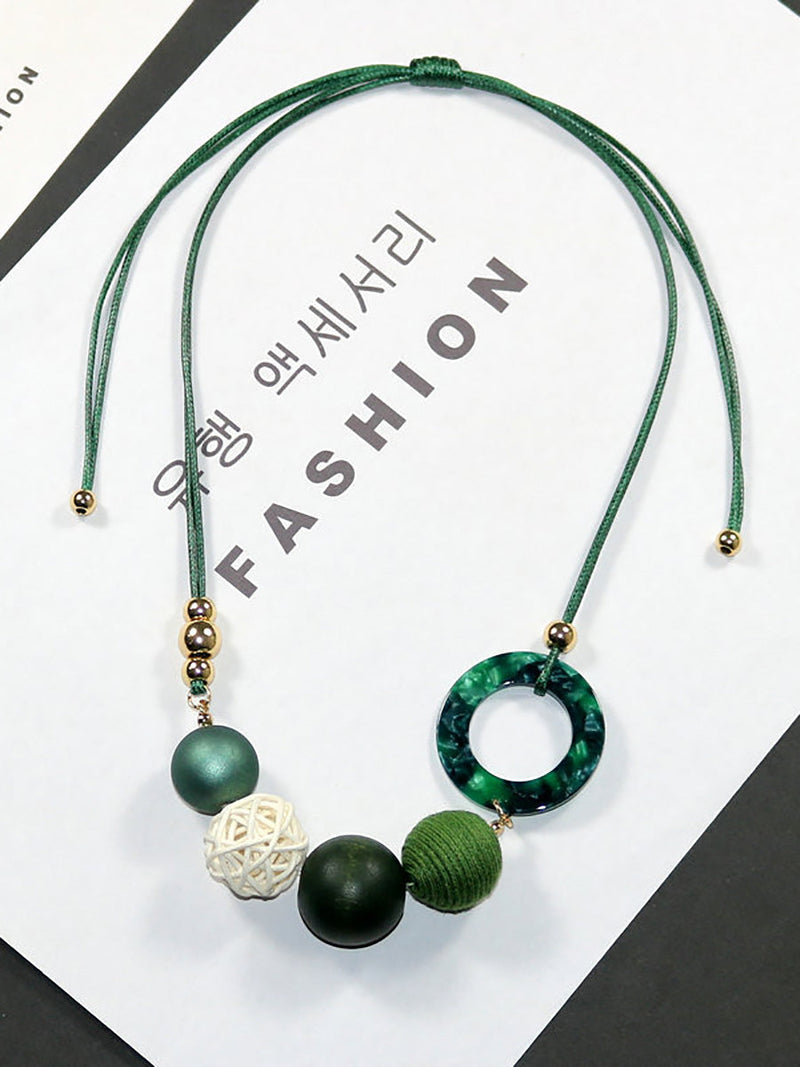 Pendant Wooden Necklace Resin