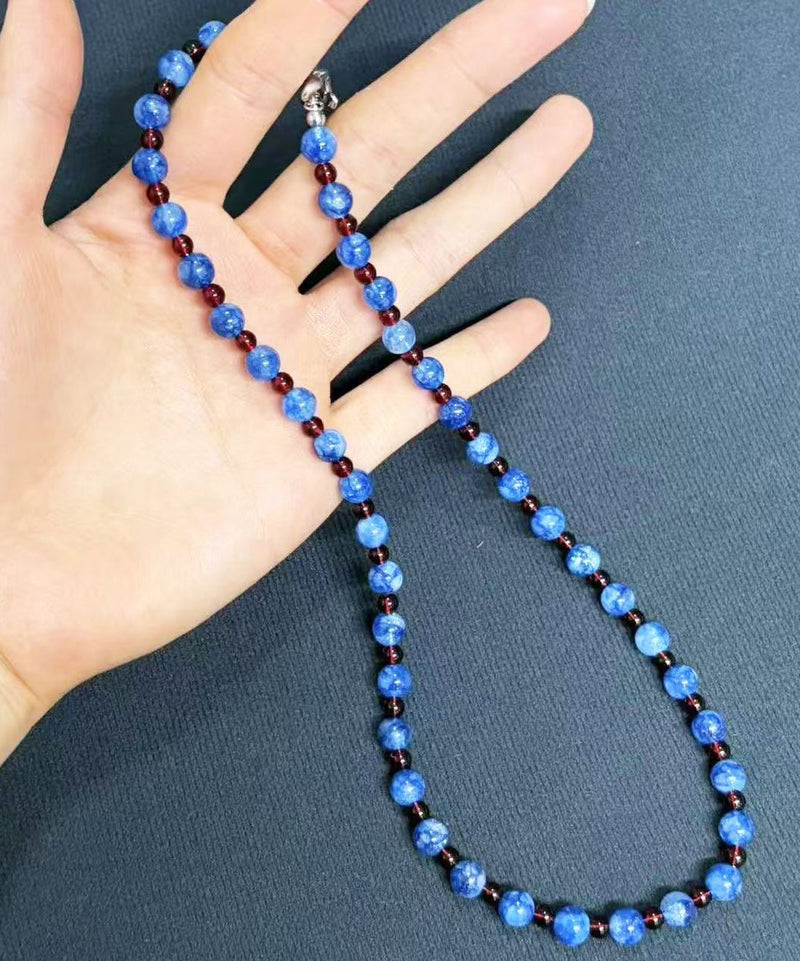 Diy Blue Sterling Silver Crystal Beading Gratuated Bead Necklace