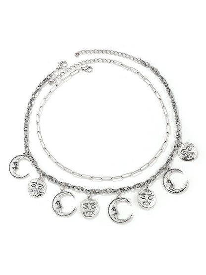 Chains Double Layered Geometric Color Necklaces Accessories