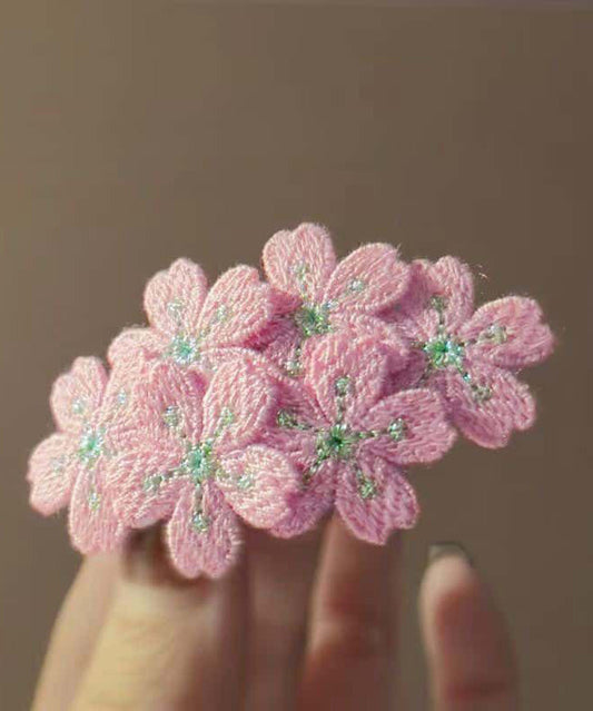 Pink Knit Embroidery Hairpin