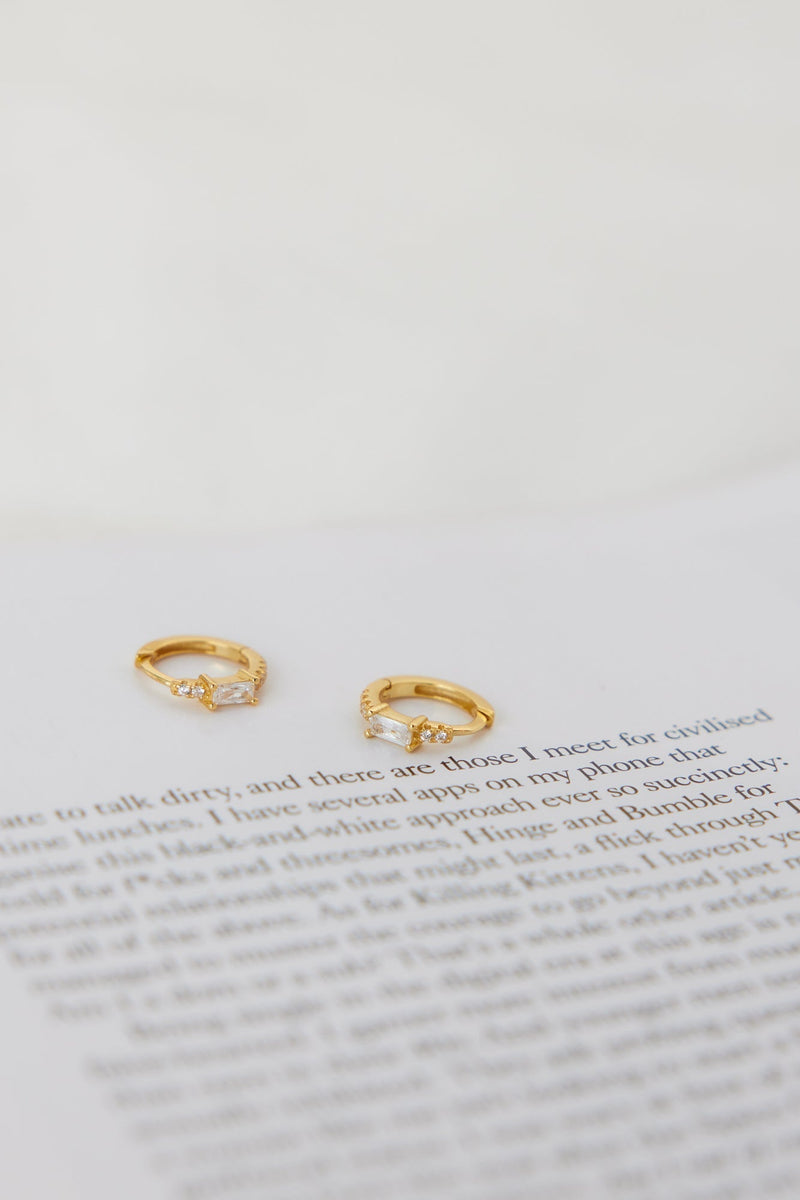 18k Gold Plated Eyes to the Soul Earrings Clear