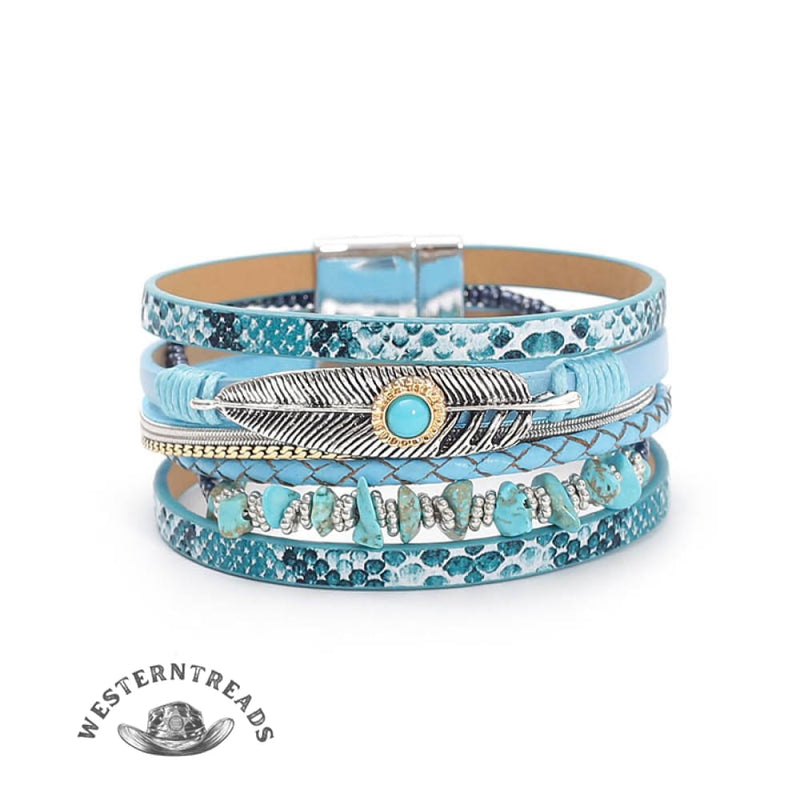 Gravel Feather Leather Bracelet