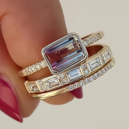 Bright Glass Ring Set