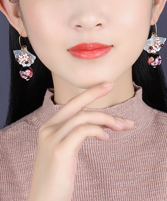 Lotus Root Powder Coloured Glaze Drop Earrings