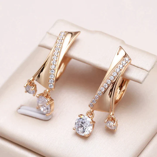 Irregular Zirconia Earrings in Gold