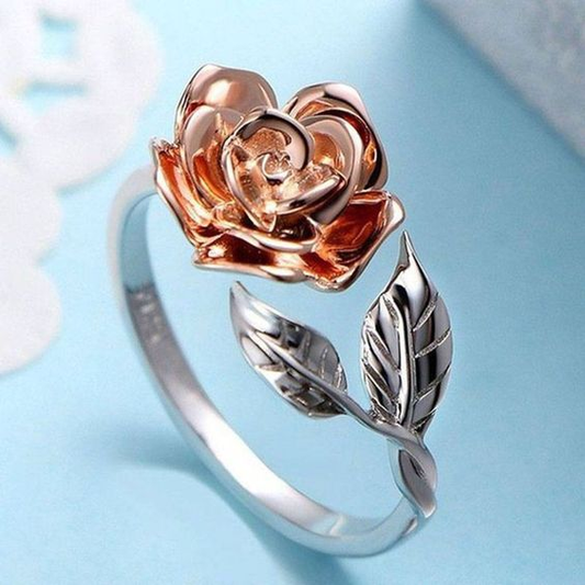 Orange Rose Silver Ring