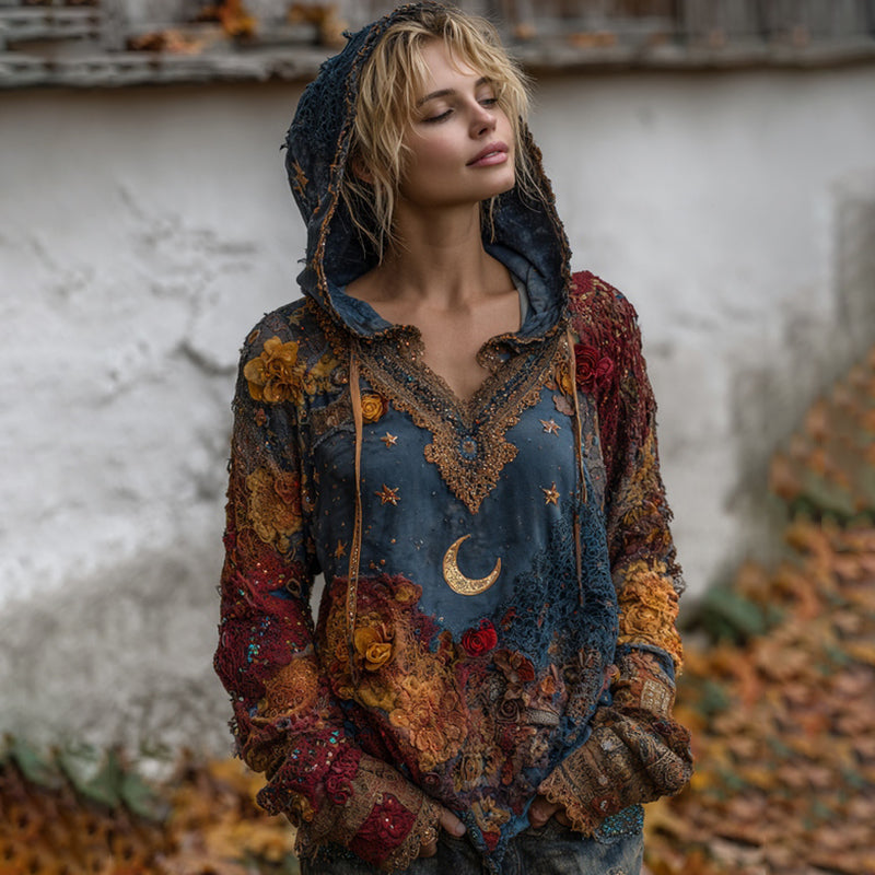 Autumn Long-sleeved Embroidered Contrasting Color Hoodie elevenforest