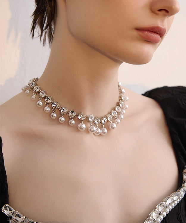 Handmade Zircon Tassels Pearl Adjustable Gold Plated Choker