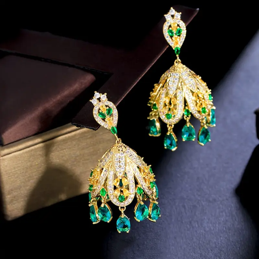 Sparkling Golden Crystal Fruit Earrings
