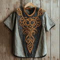 Men's Viking Celtic Embroidery Linen T Shirt elevenforest