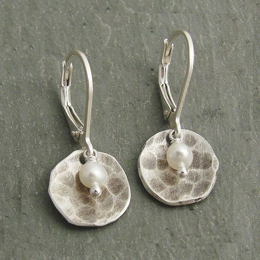 Rounded Pearl Silver Earrings