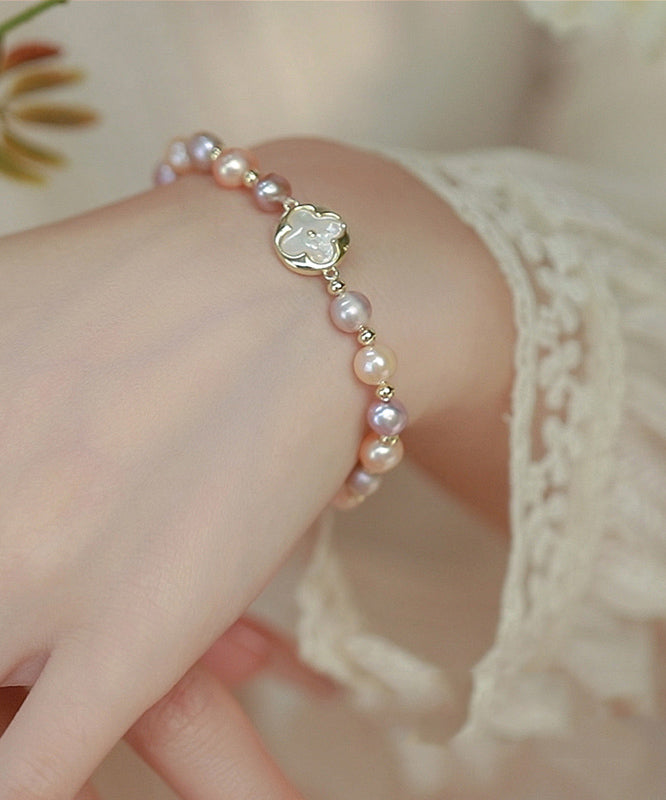 Rainbow Sterling Silver Alloy Pearl Beading Bracelet