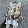 Retro Floral Embroidered Art Linen Blend Tunic elevenforest