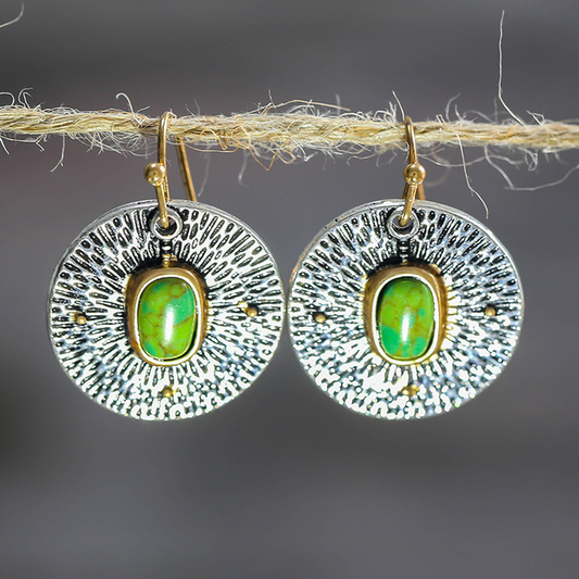 Rounded Green Stone Earrings