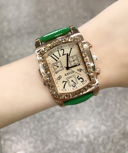Fine Green Sterling Silver Overgild Crystal Pendant Necklace ,ring and Watch Three Piece Set