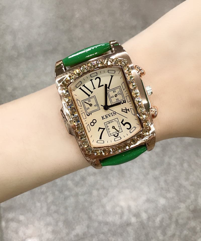 Fine Green Sterling Silver Overgild Crystal Pendant Necklace ,ring and Watch Three Piece Set