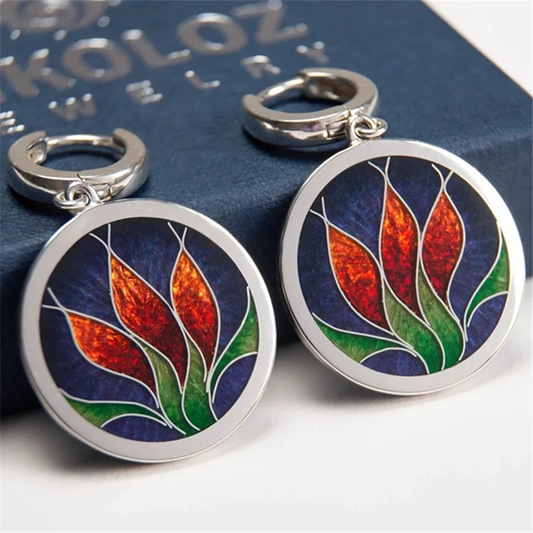 Rounded Handpainted Earrings