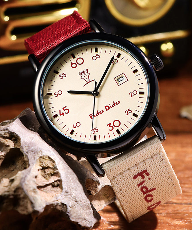 Red Alloy Fabric Quartz Movement Watch