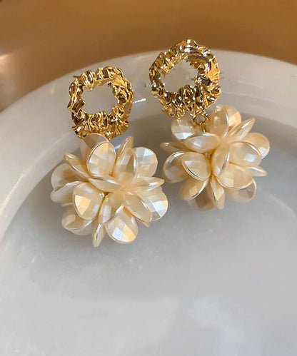 Gold Copper Alloy Resin Drop Earrings