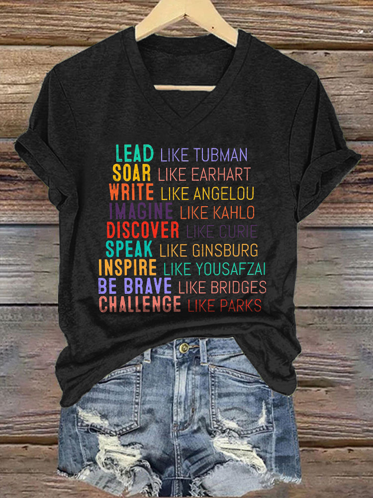 Comstylish International Women’s Day Inspired Print V-neck T-shirt