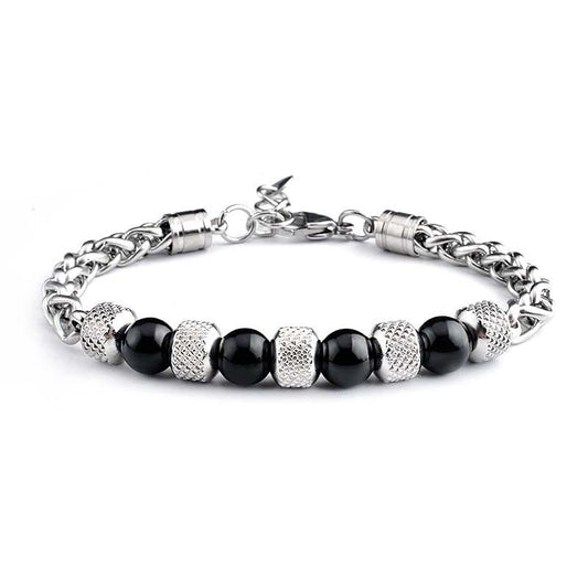 8mm Black Onyx Tiger Eye Courage Bracelet