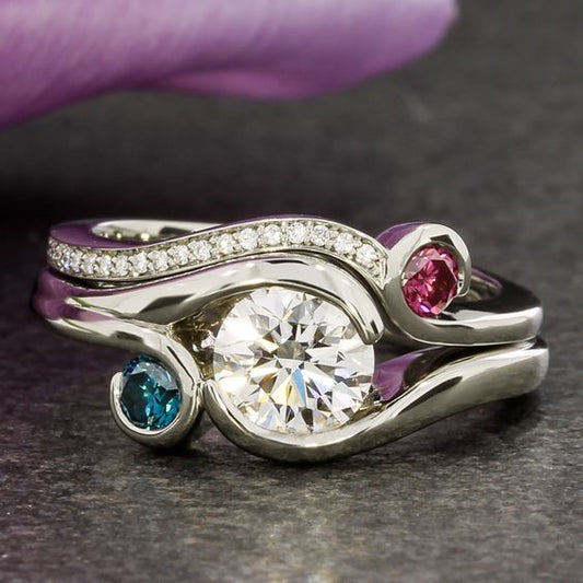 Spiral Red & Blue Glass Ring