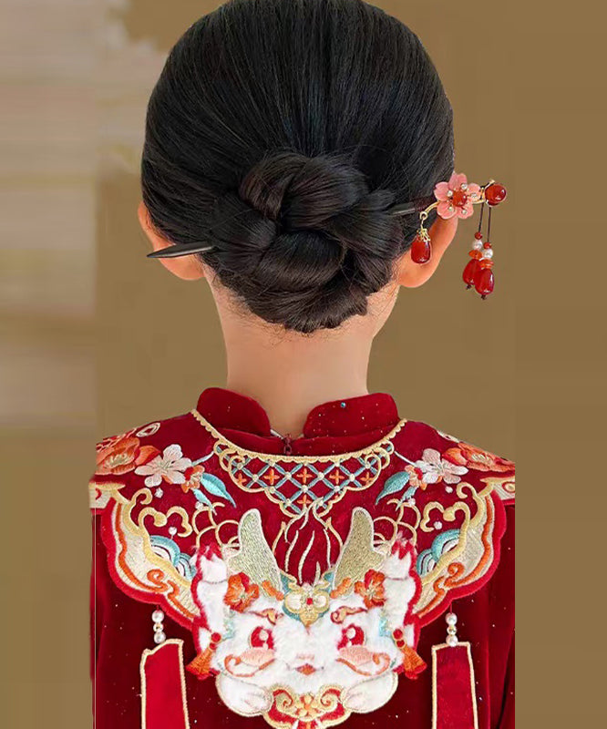 Chinese Style Black Woodiness Alloy Tassel Hairpin