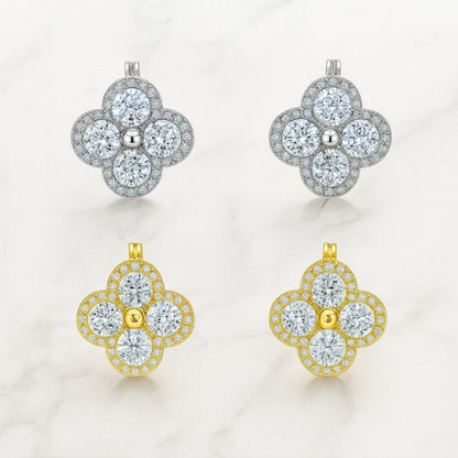 “scarlet” Luxe Demi Fine Clover Silver Earrings