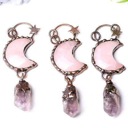 3.7-inch Rose Moon Amethyst Pendant for Spiritual Healing