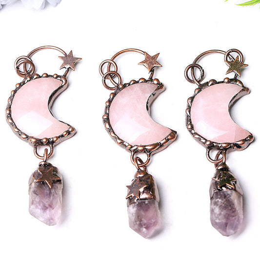 3.7-inch Rose Moon Amethyst Pendant for Spiritual Healing