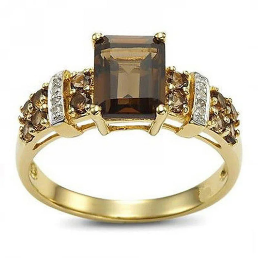 Brown Crystal and Gold Ring