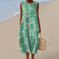 Women's Vintage Floral Art Print Sleeveless Casual Dress elevenforest