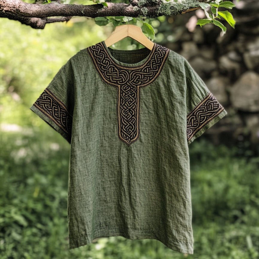 Men's Viking Celtic Knot Art Linen T-shirt elevenforest