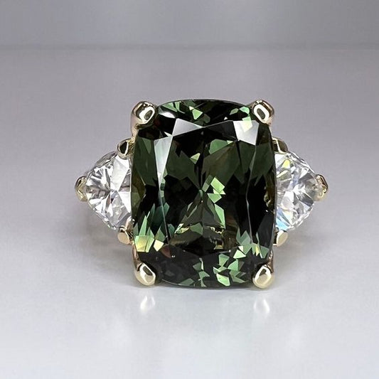 Forest Green Crystal Silver Ring