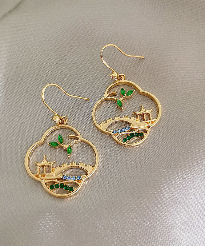 Retro Yellow Sterling Silver Overgild Zirconhoop Earrings