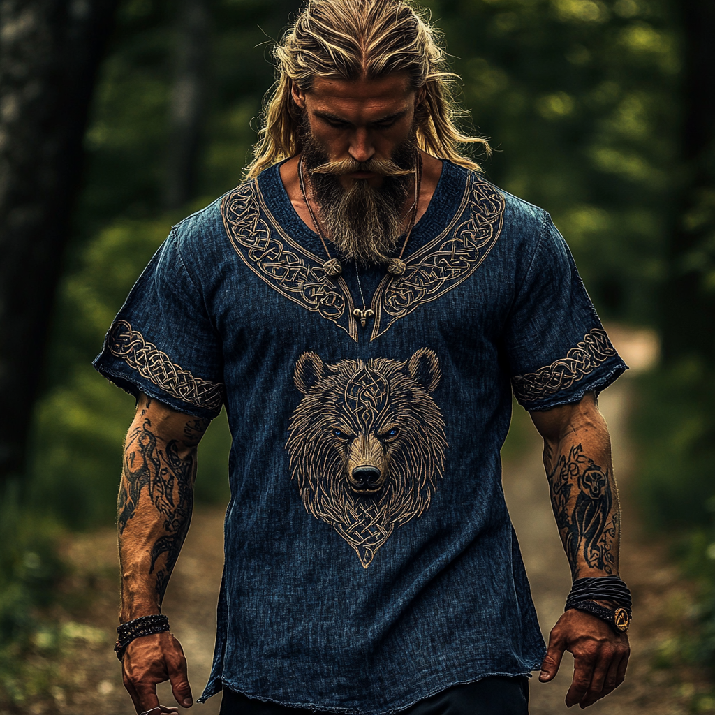 Nordic Viking Mythology Bear Head Celtic T-shirt elevenforest