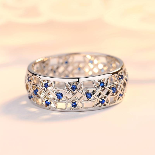 Bright Blue Zirconia Hollow Ring