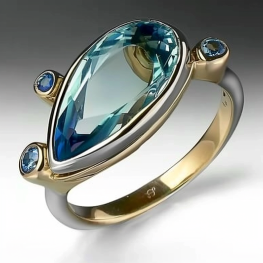 Oval Blue Glass Ring
