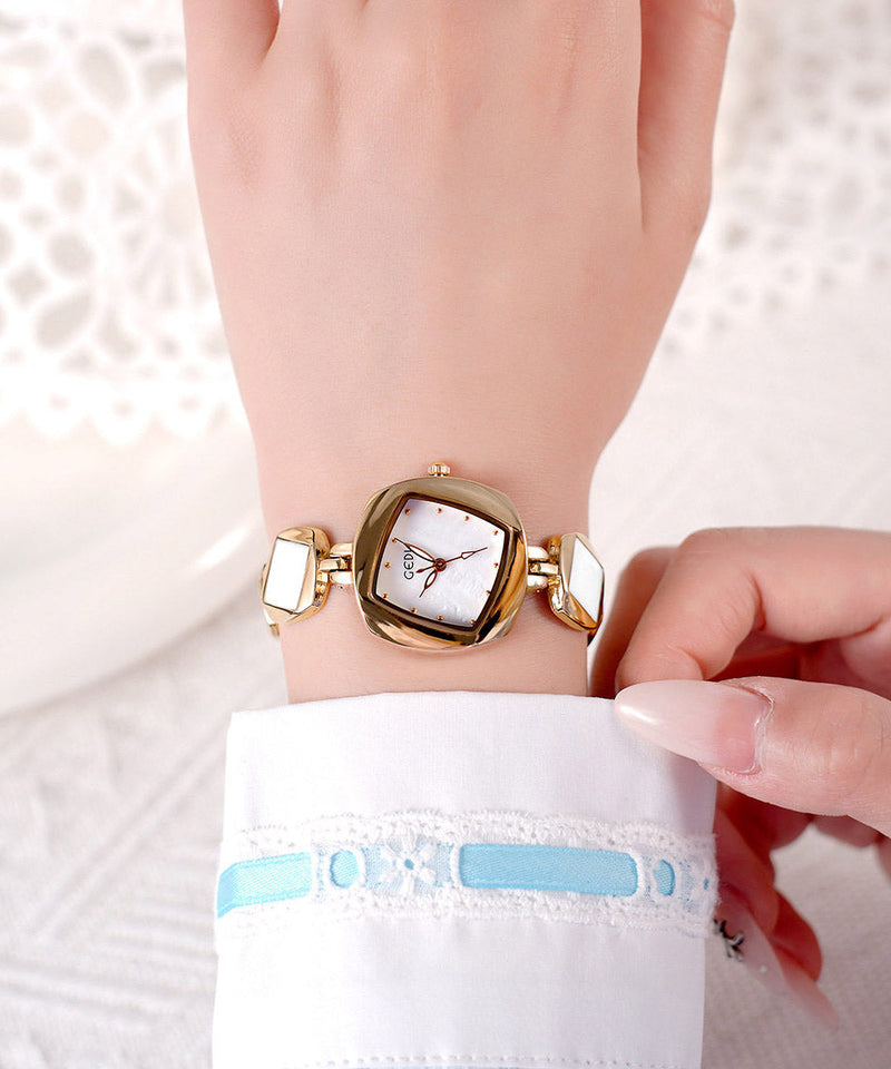 Pink Alloy Asymmetrical Diamond Fritillary Bulb Waterproof Watches