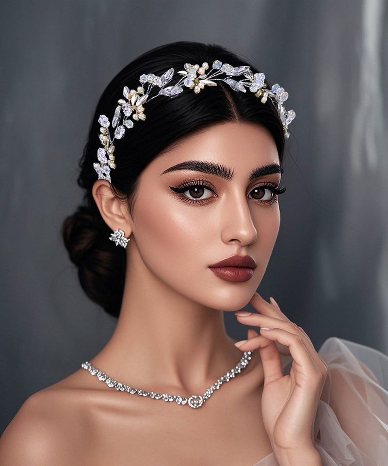 Silk Weave Zircon Bride Hairpiece