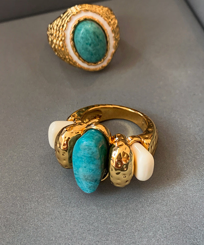Stylish Golden Jade Ring