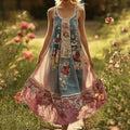 Women's Breast Cancer Awareness Holiday Floral Maxi Dress elevenforest