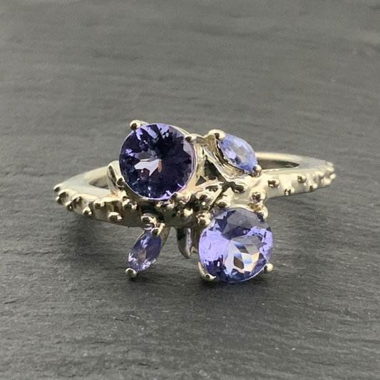 Purple Glass Gold Ring