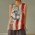 Vintage Independence Day American Geometry Floral Art Tank Top elevenforest