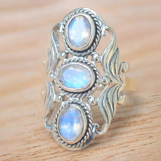 Triple Moonstone Ring