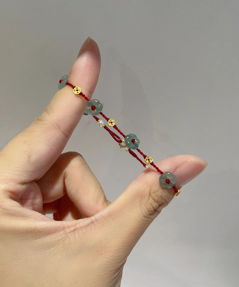 Red Hand Knitting Pearl Bracelet