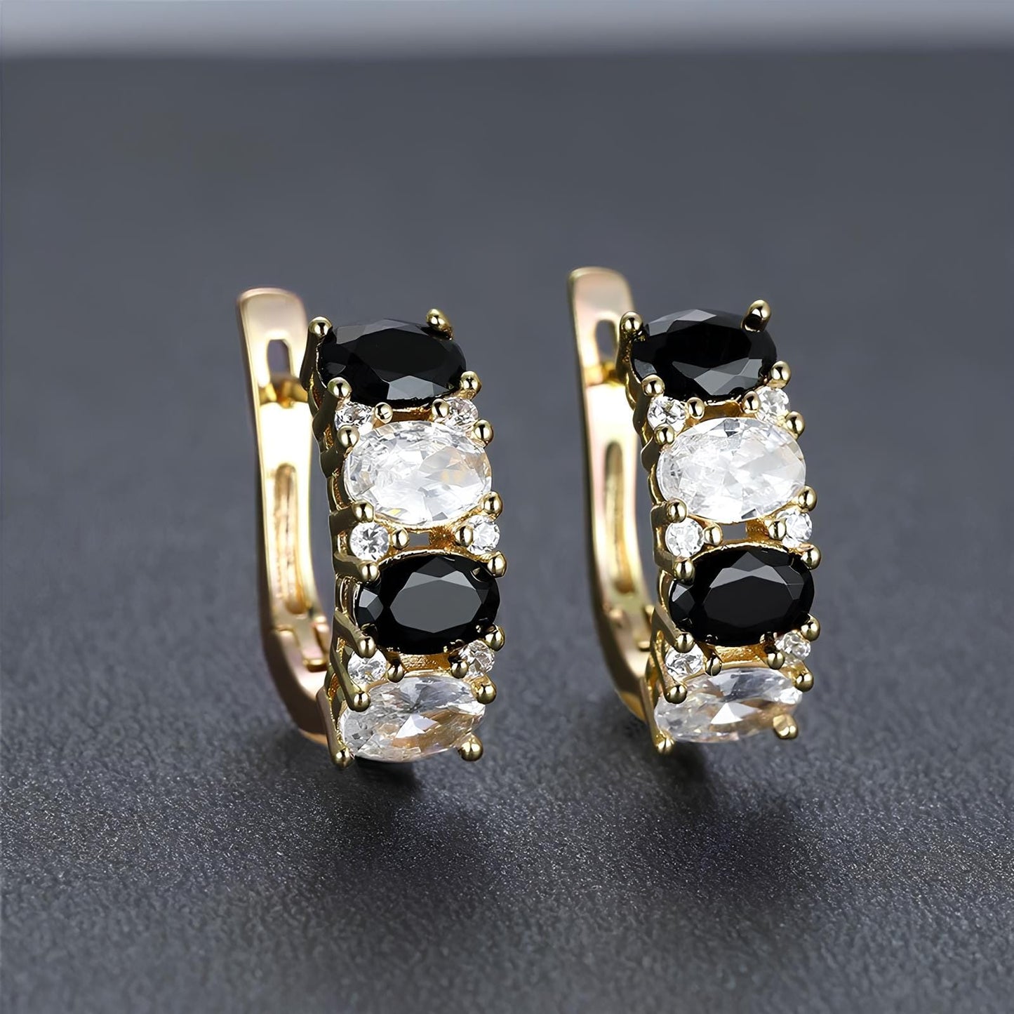 Obsidian & Ice Alchemy Hoop Earrings